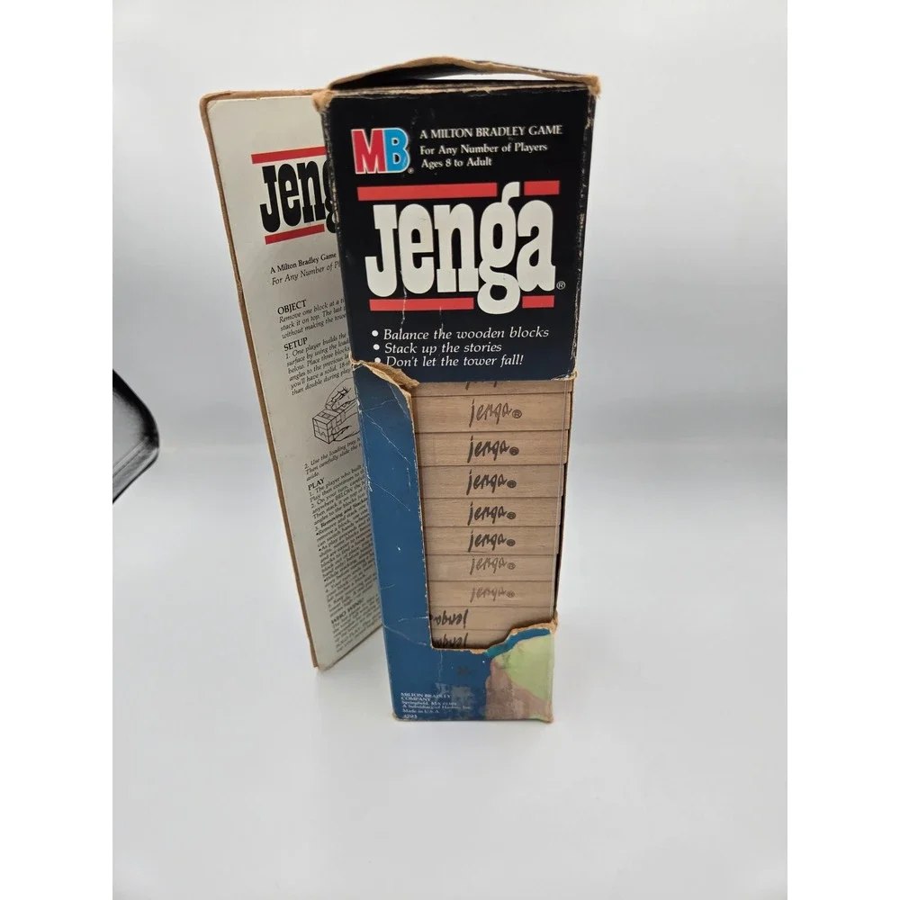 Vintage 1986 Jenga Game Milton Bradley MB Original Wood Blocks 51 Piece Set 4793